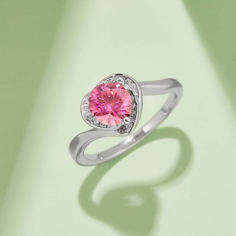 心花怒放S925银镀白金MoissaniteWomen's Ring1ctD级